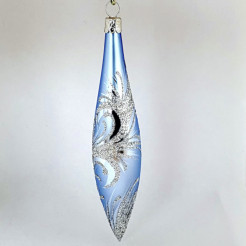 Ornament stříbrný, světle modrá - rakety 6ks